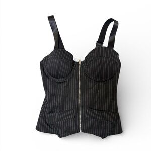 Spirit Black Pinstripe Corset Bustier Top Zip Front Size Small